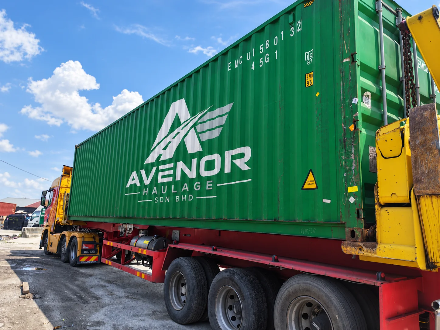 Edited photograph of container handling equipment.